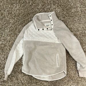 Abercrombie & Fitch Tan and White Cowl Neck Sweater with Cozy Fleece